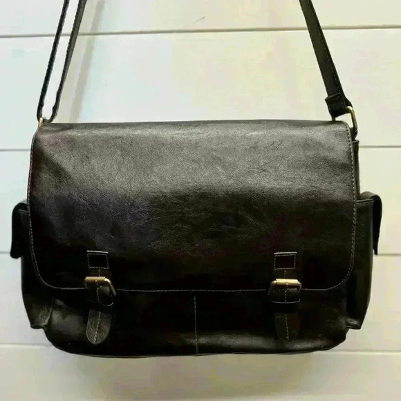 COPY - Messenger Bag Leather Brownish Red Carries up to 16.4" Laptop - Picture 1 of 14